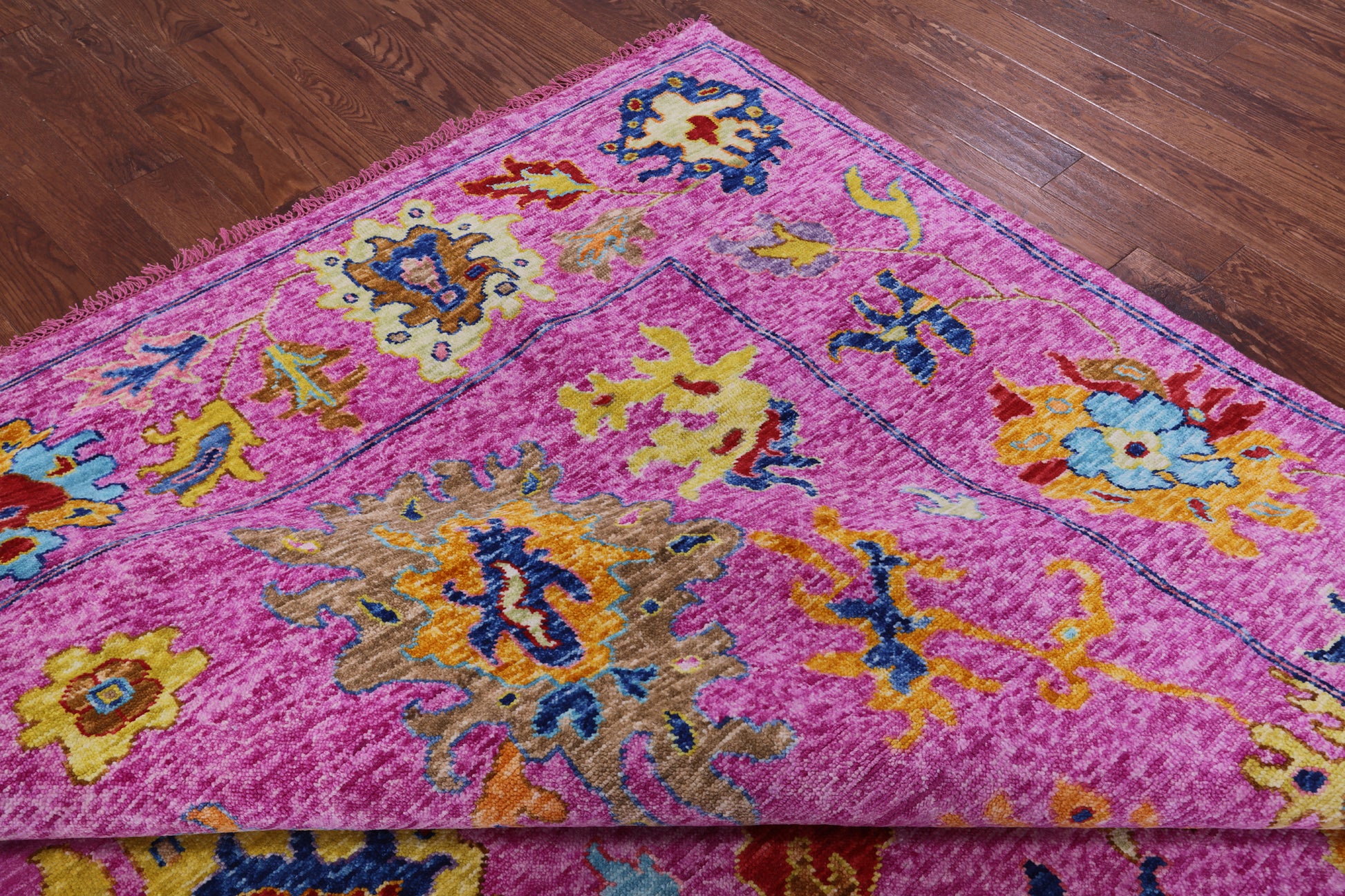 Pink Turkish Oushak Hand Knotted Wool Rug - 9' 11" X 14' 0" - Golden Nile