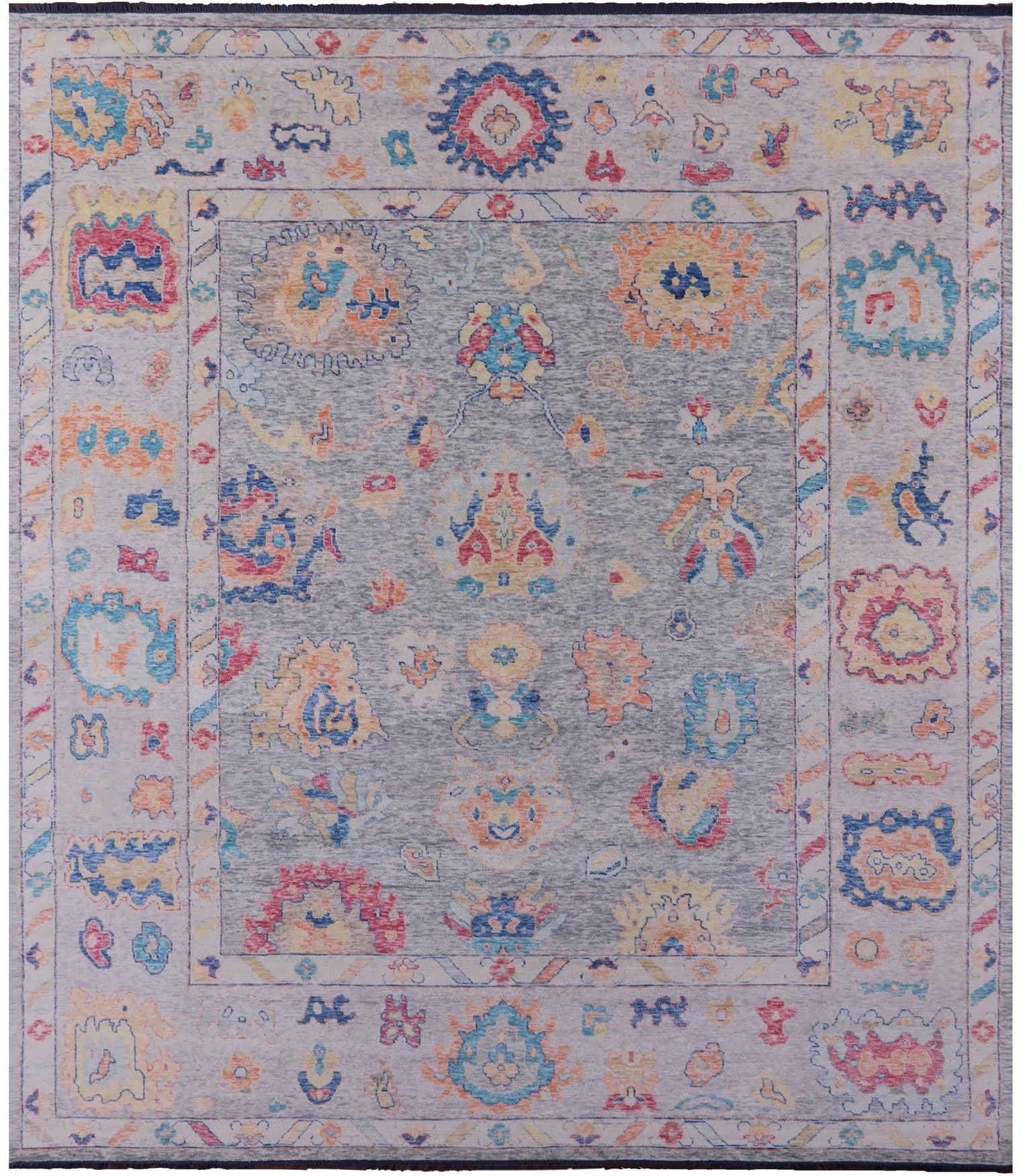 Grey Turkish Oushak Handmade Wool Rug - 12' 4" X 14' 4" - Golden Nile