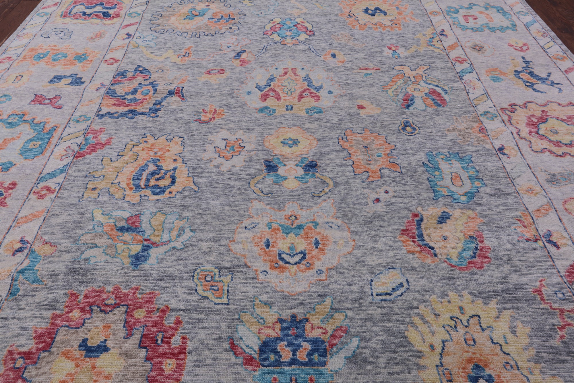 Grey Turkish Oushak Handmade Wool Rug - 12' 4" X 14' 4" - Golden Nile