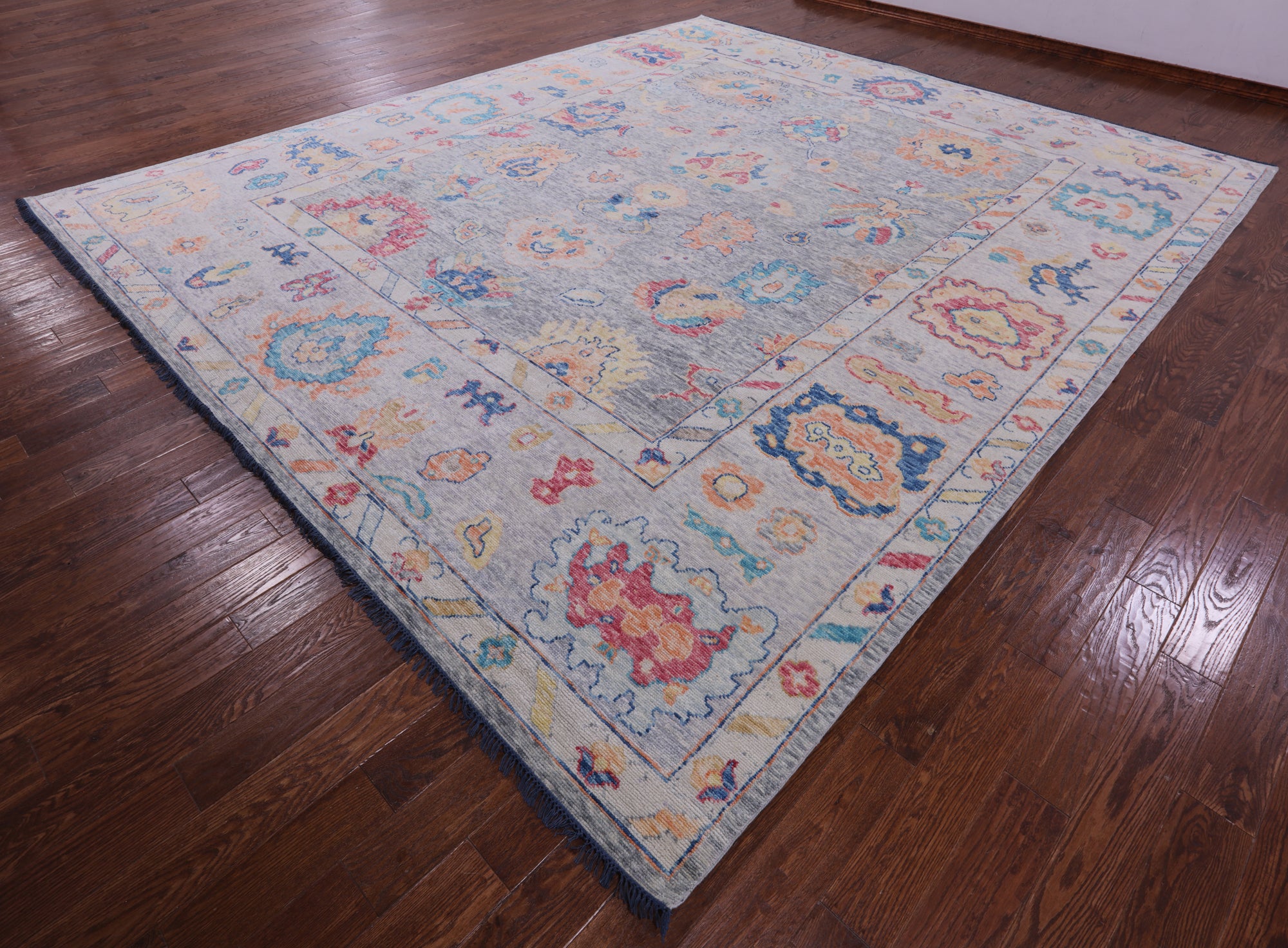 Grey Turkish Oushak Handmade Wool Rug - 12' 4" X 14' 4" - Golden Nile