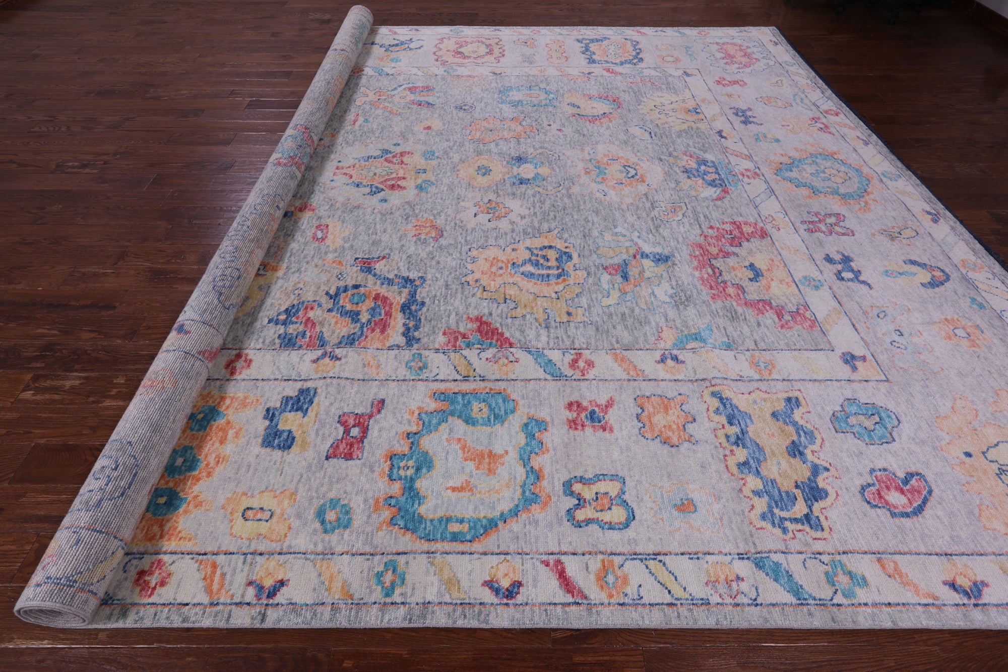 Grey Turkish Oushak Handmade Wool Rug - 12' 4" X 14' 4" - Golden Nile