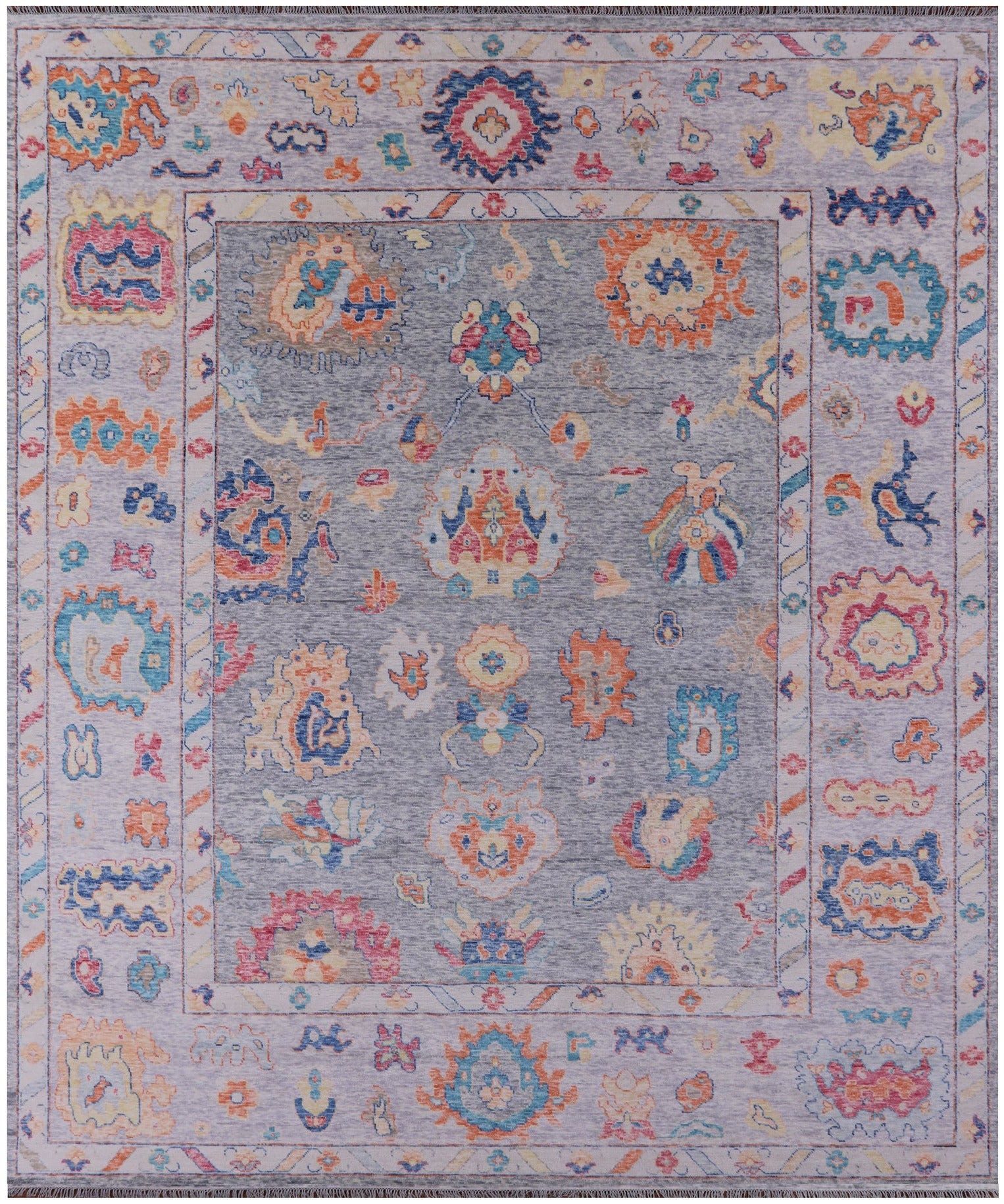 Grey Turkish Oushak Hand Knotted Wool Rug - 12' 3" X 14' 10" - Golden Nile