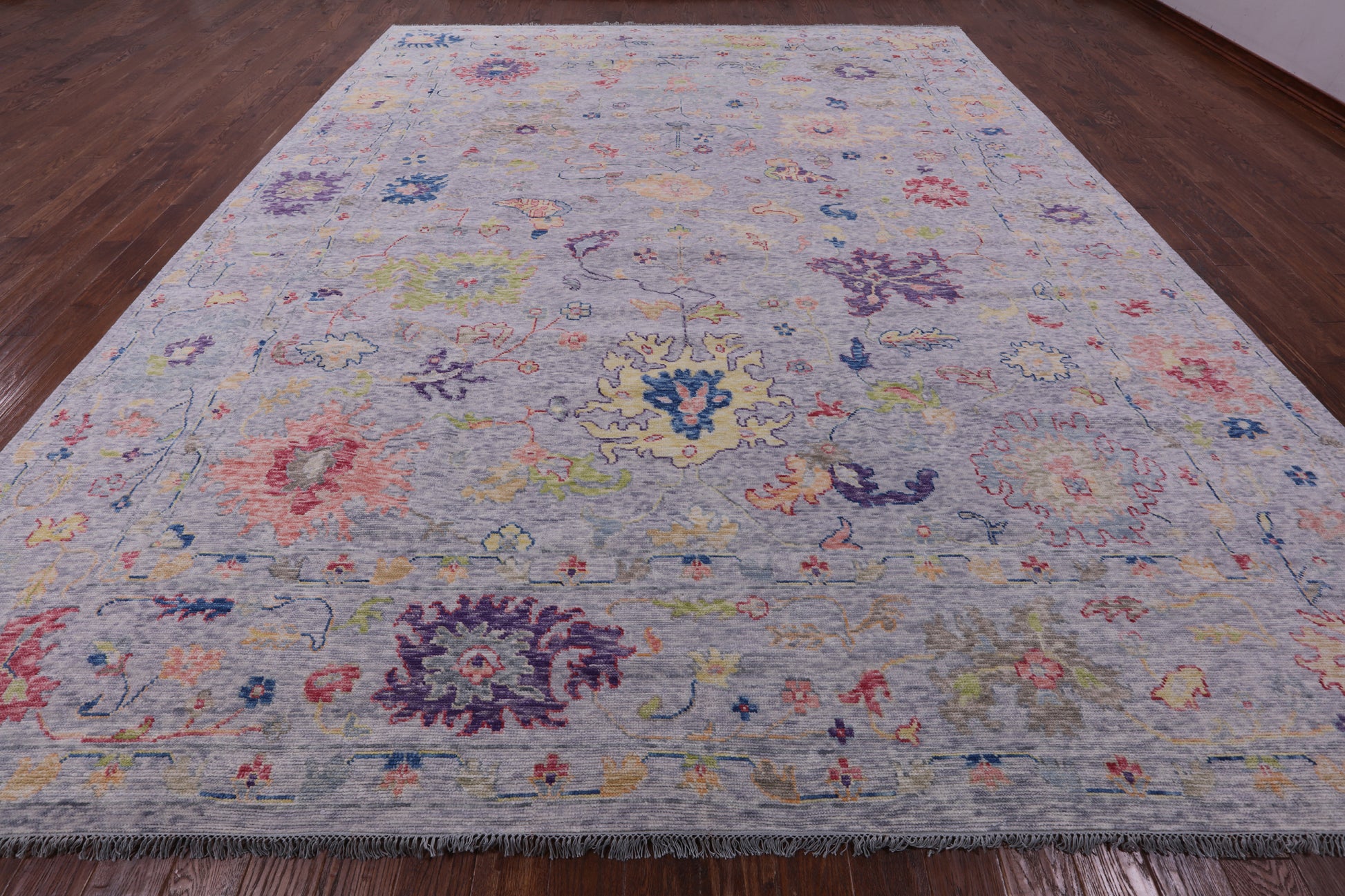 Grey Turkish Oushak Hand Knotted Wool Rug - 11' 11" X 14' 10" - Golden Nile