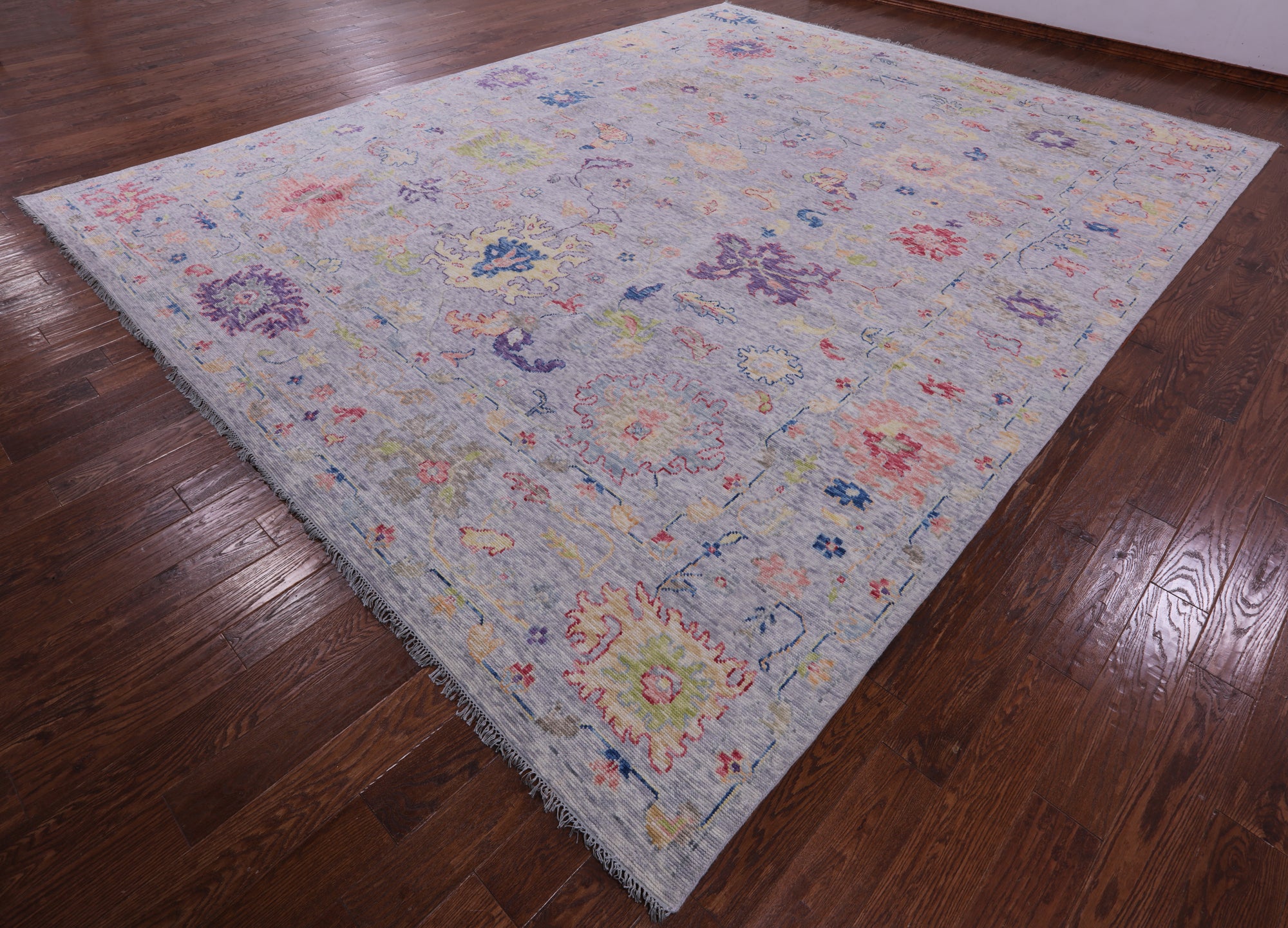Grey Turkish Oushak Hand Knotted Wool Rug - 11' 11" X 14' 10" - Golden Nile