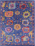 Blue Turkish Oushak Hand Knotted Wool Rug - 9' 1" X 12' 0" - Golden Nile