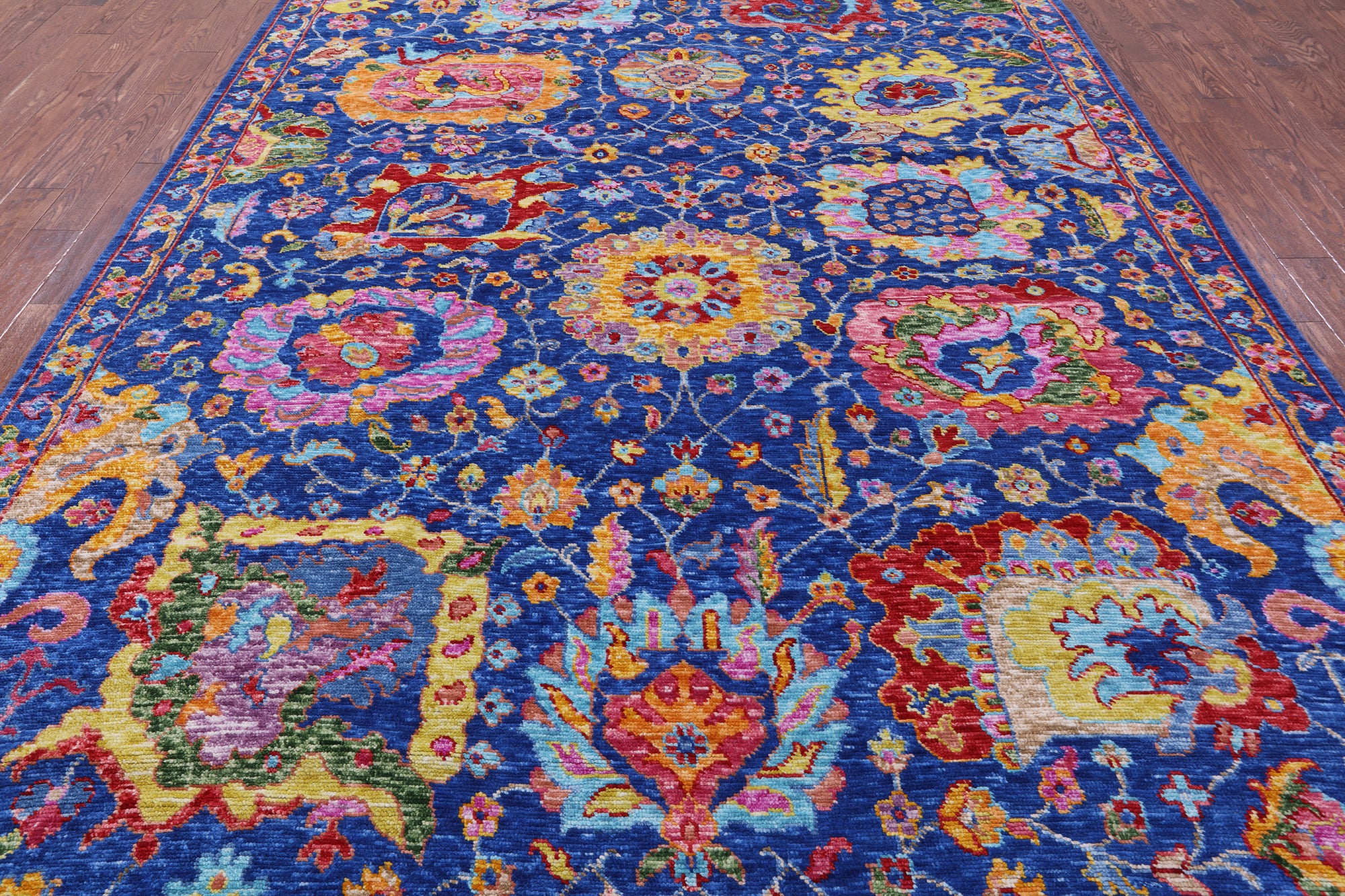 Blue Turkish Oushak Hand Knotted Wool Rug - 9' 1" X 12' 0" - Golden Nile