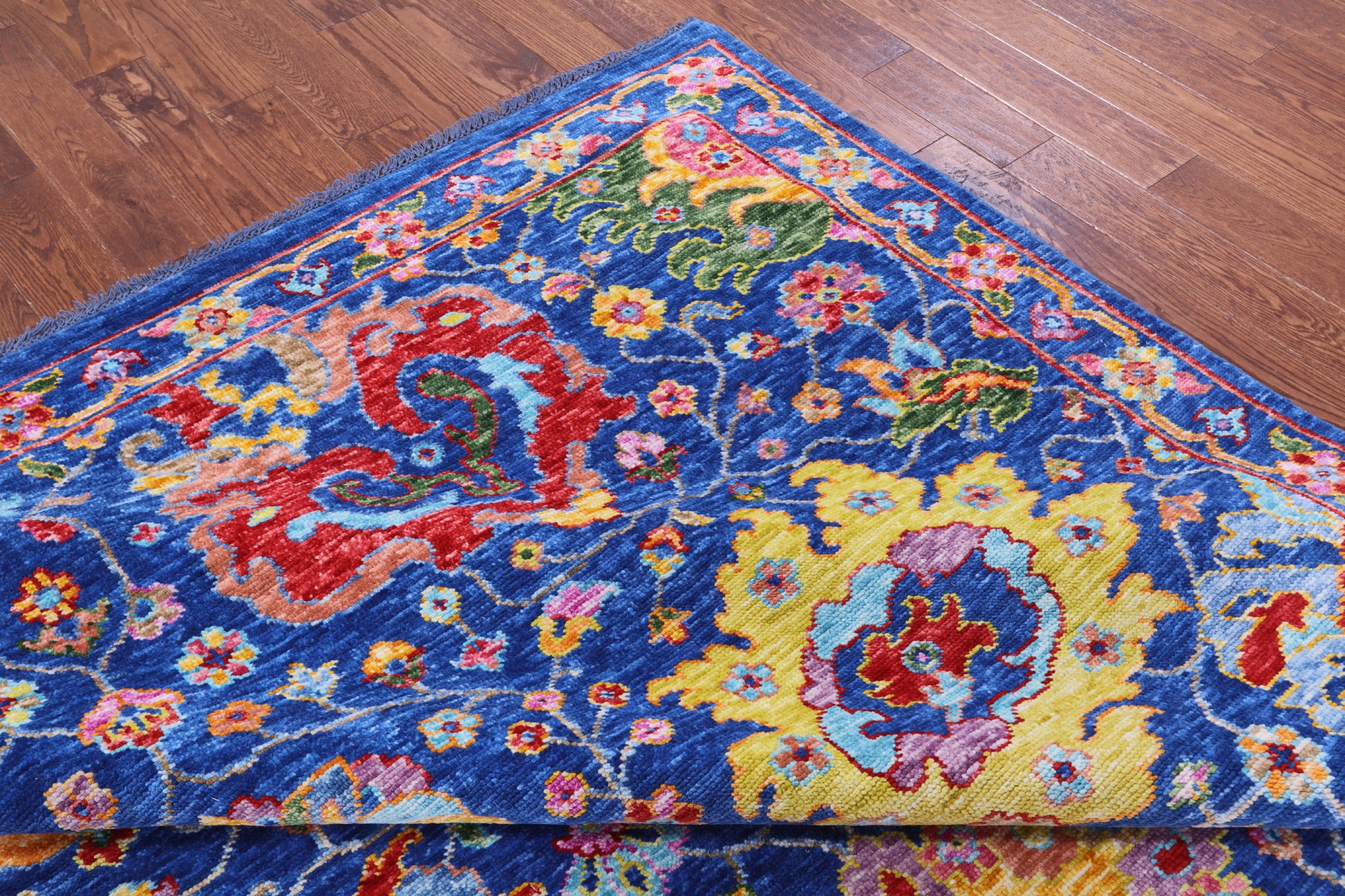 Blue Turkish Oushak Hand Knotted Wool Rug - 9' 1" X 12' 0" - Golden Nile