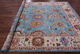Blue Turkish Oushak Hand Knotted Wool Rug - 8' 3" X 9' 8" - Golden Nile