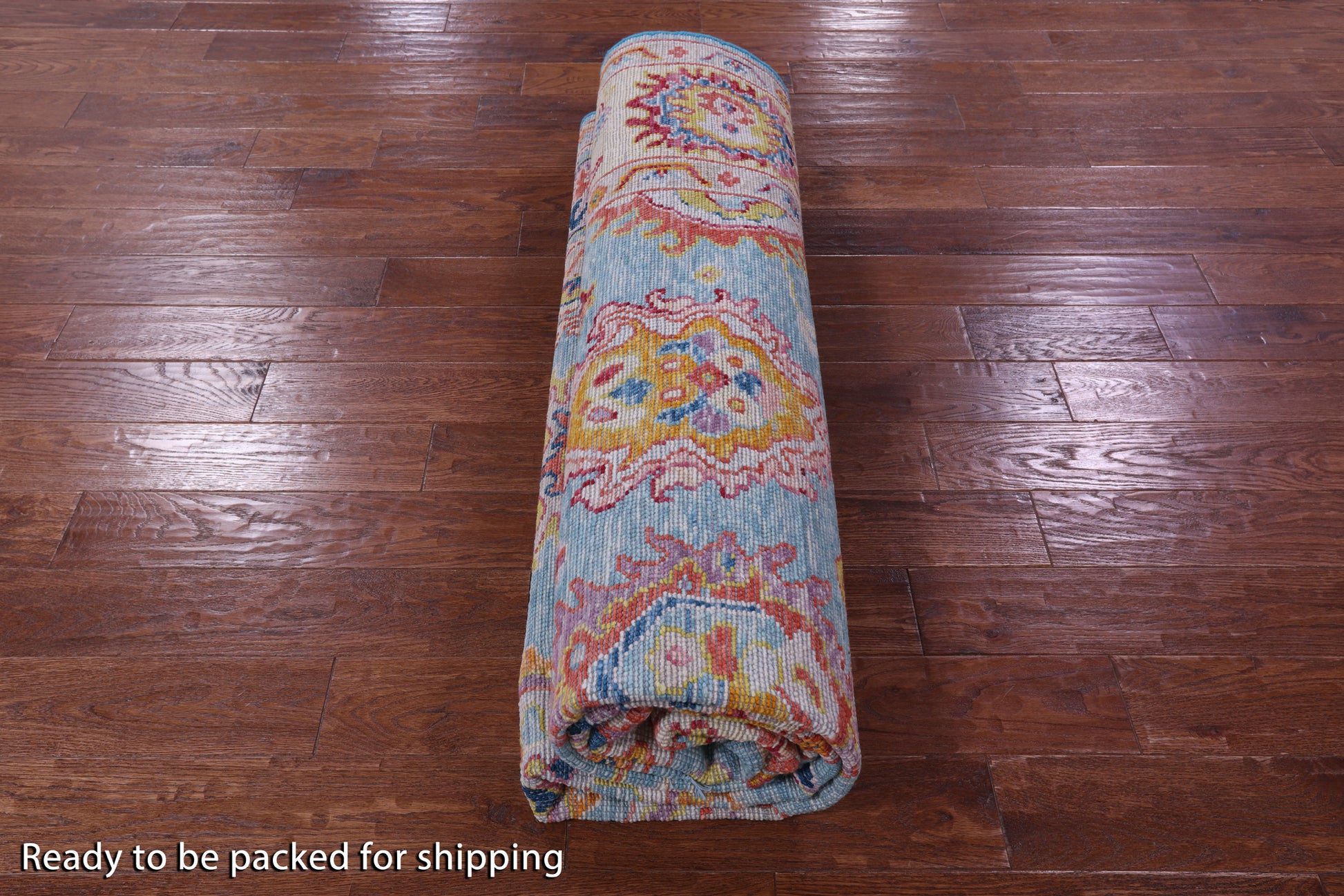 Blue Turkish Oushak Hand Knotted Wool Rug - 8' 3" X 9' 8" - Golden Nile