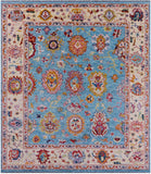 Blue Turkish Oushak Hand Knotted Wool Rug - 8' 3" X 9' 8" - Golden Nile