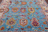 Blue Turkish Oushak Hand Knotted Wool Rug - 8' 3" X 9' 8" - Golden Nile