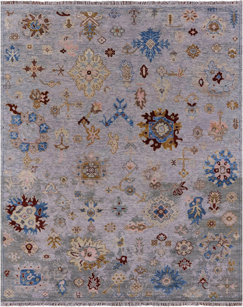 Grey Turkish Oushak Hand Knotted Wool Rug - 9' 3" X 11' 11" - Golden Nile