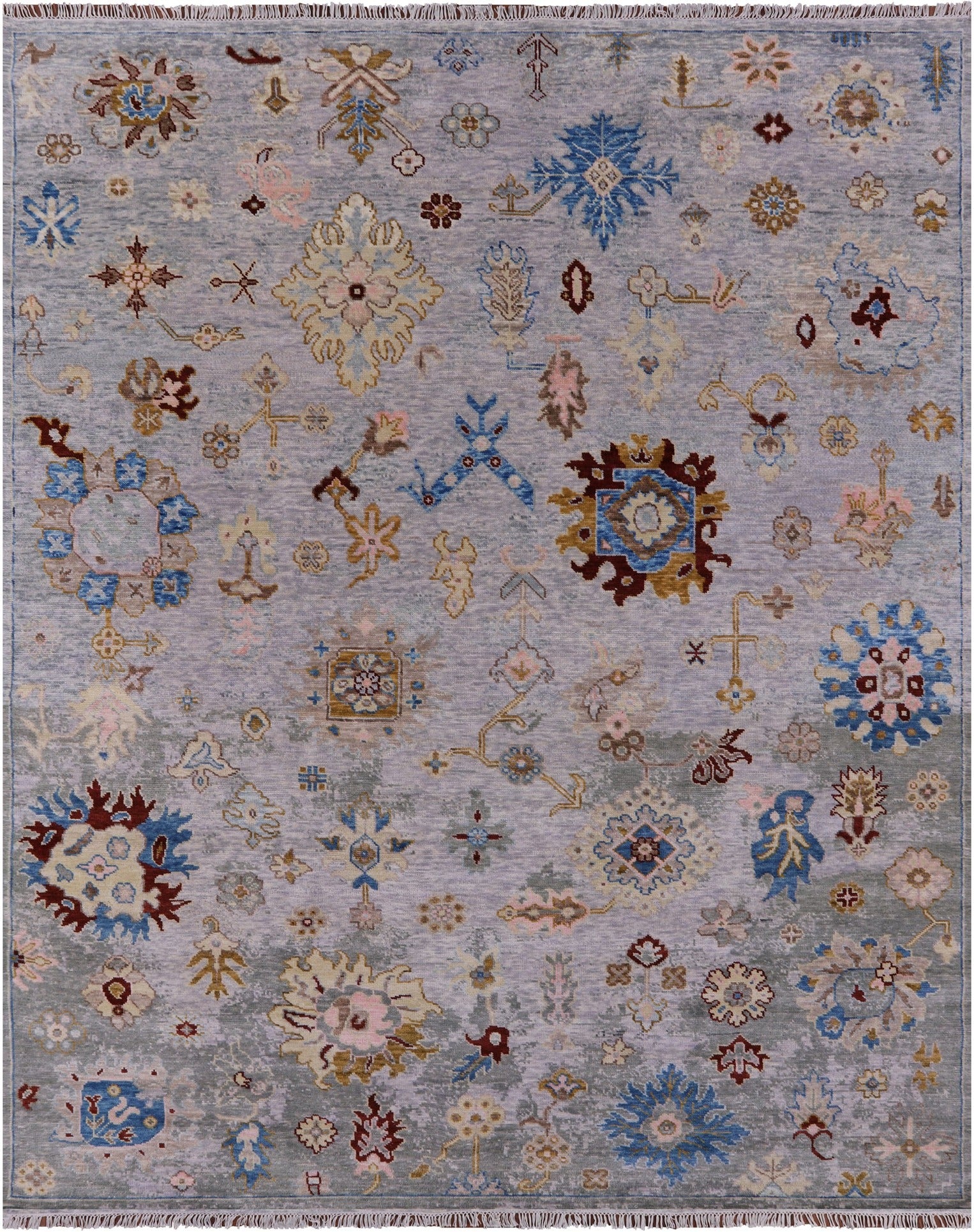 Grey Turkish Oushak Hand Knotted Wool Rug - 9' 3" X 11' 11" - Golden Nile