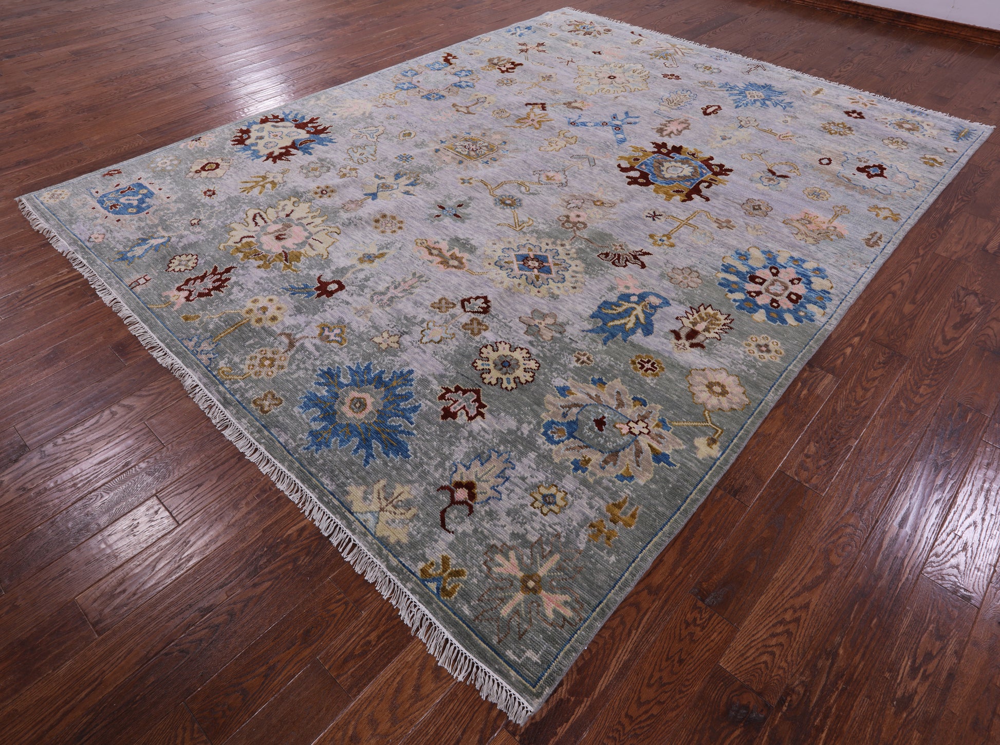 Grey Turkish Oushak Hand Knotted Wool Rug - 9' 3" X 11' 11" - Golden Nile