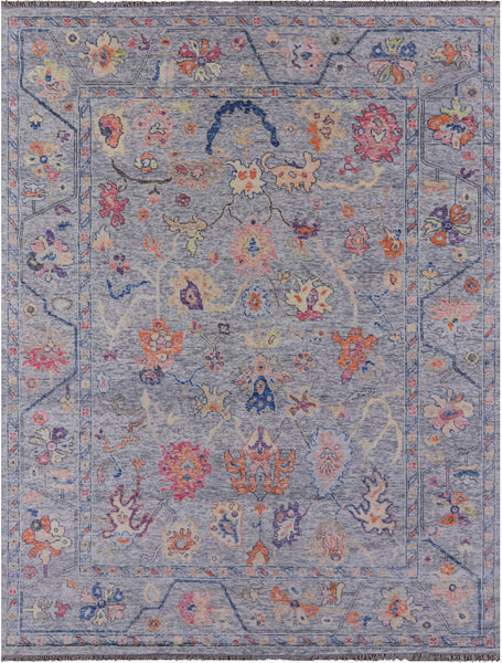 Grey Turkish Oushak Hand Knotted Wool Rug - 9' 1" X 11' 11" - Golden Nile