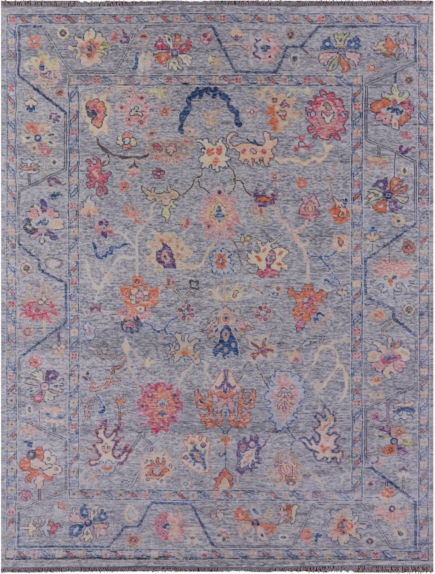 Grey Turkish Oushak Hand Knotted Wool Rug - 9' 1" X 11' 11" - Golden Nile