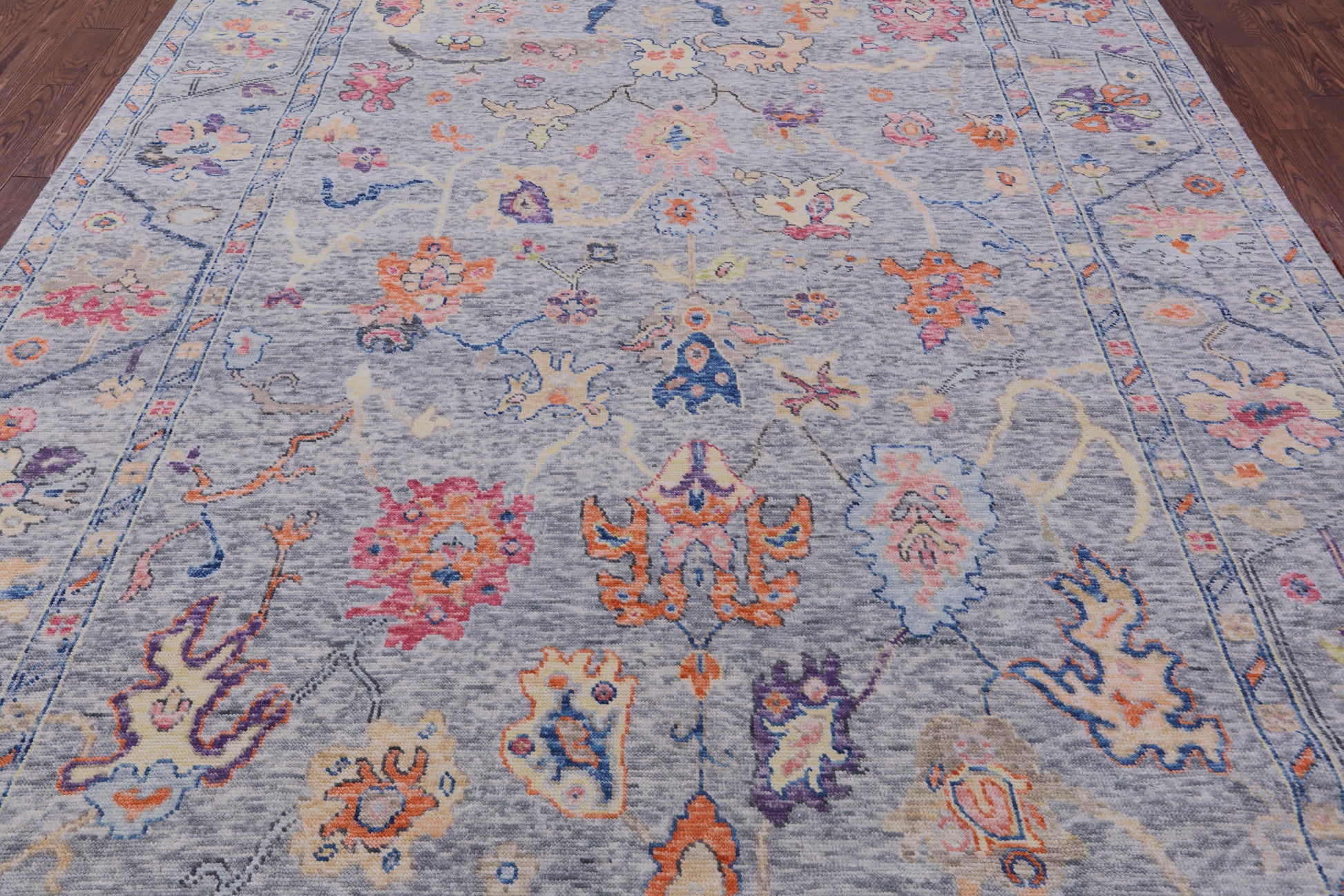 Grey Turkish Oushak Hand Knotted Wool Rug - 9' 1" X 11' 11" - Golden Nile