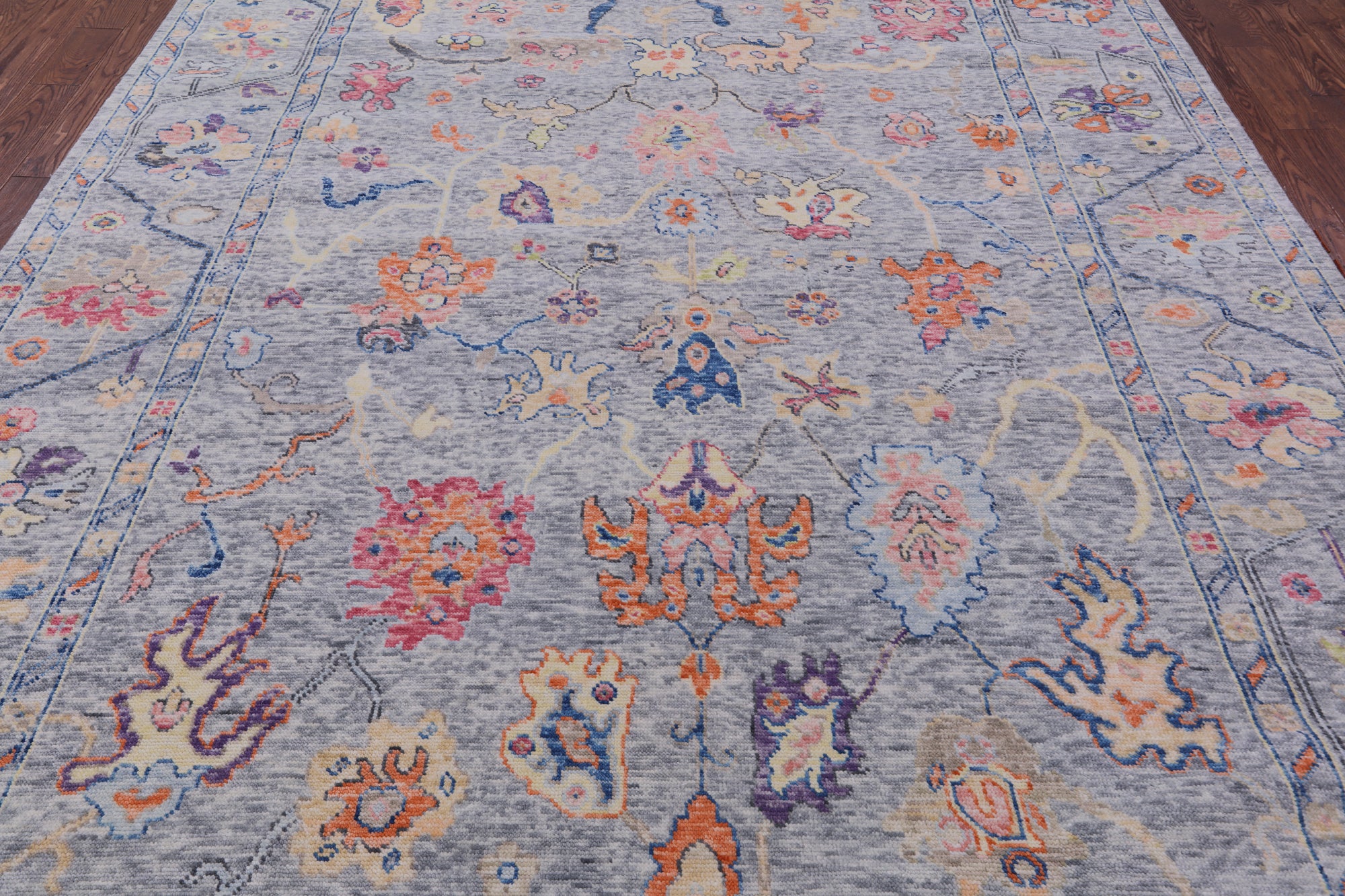 Grey Turkish Oushak Hand Knotted Wool Rug - 9' 1" X 11' 11" - Golden Nile