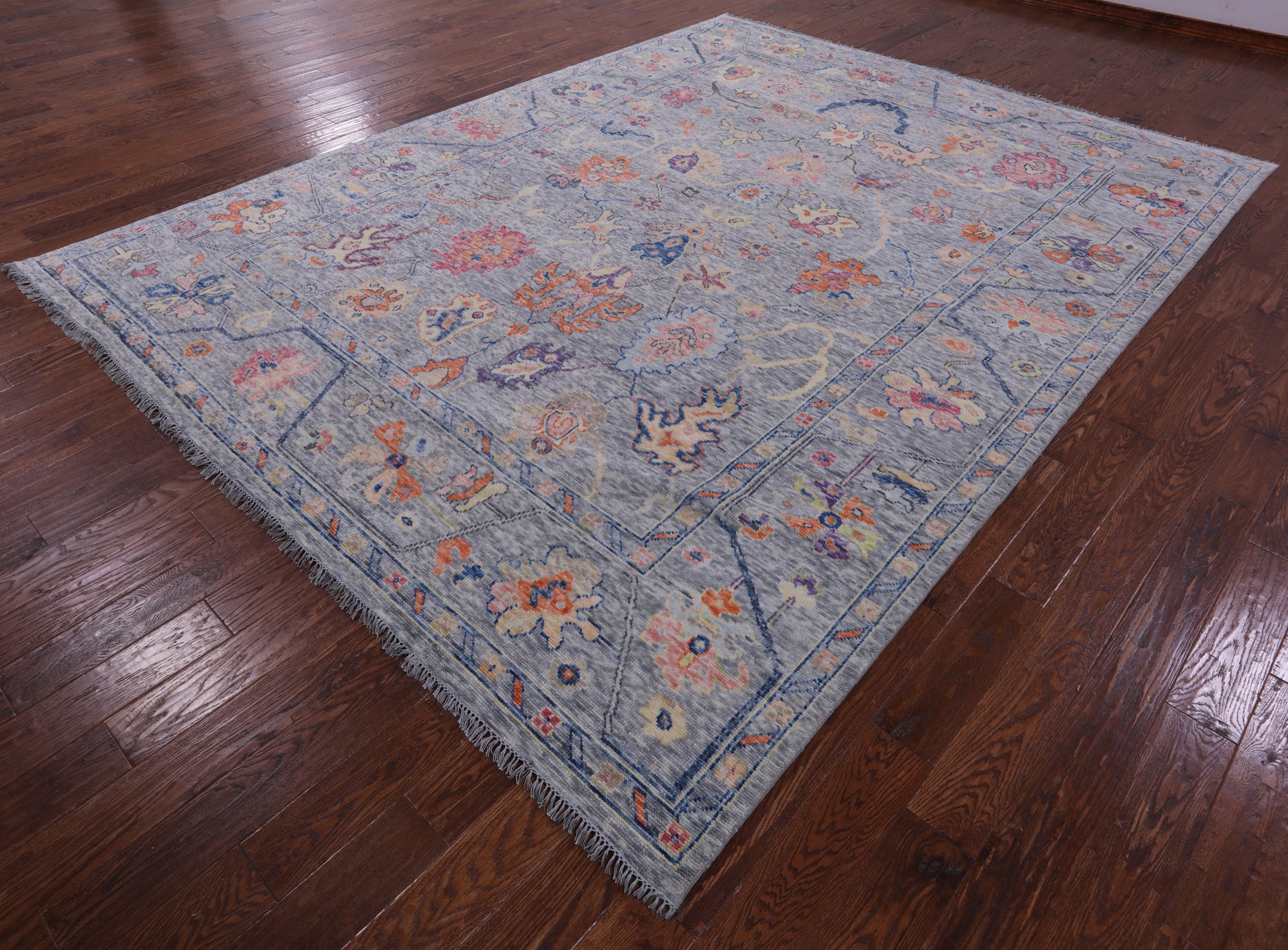 Grey Turkish Oushak Hand Knotted Wool Rug - 9' 1" X 11' 11" - Golden Nile