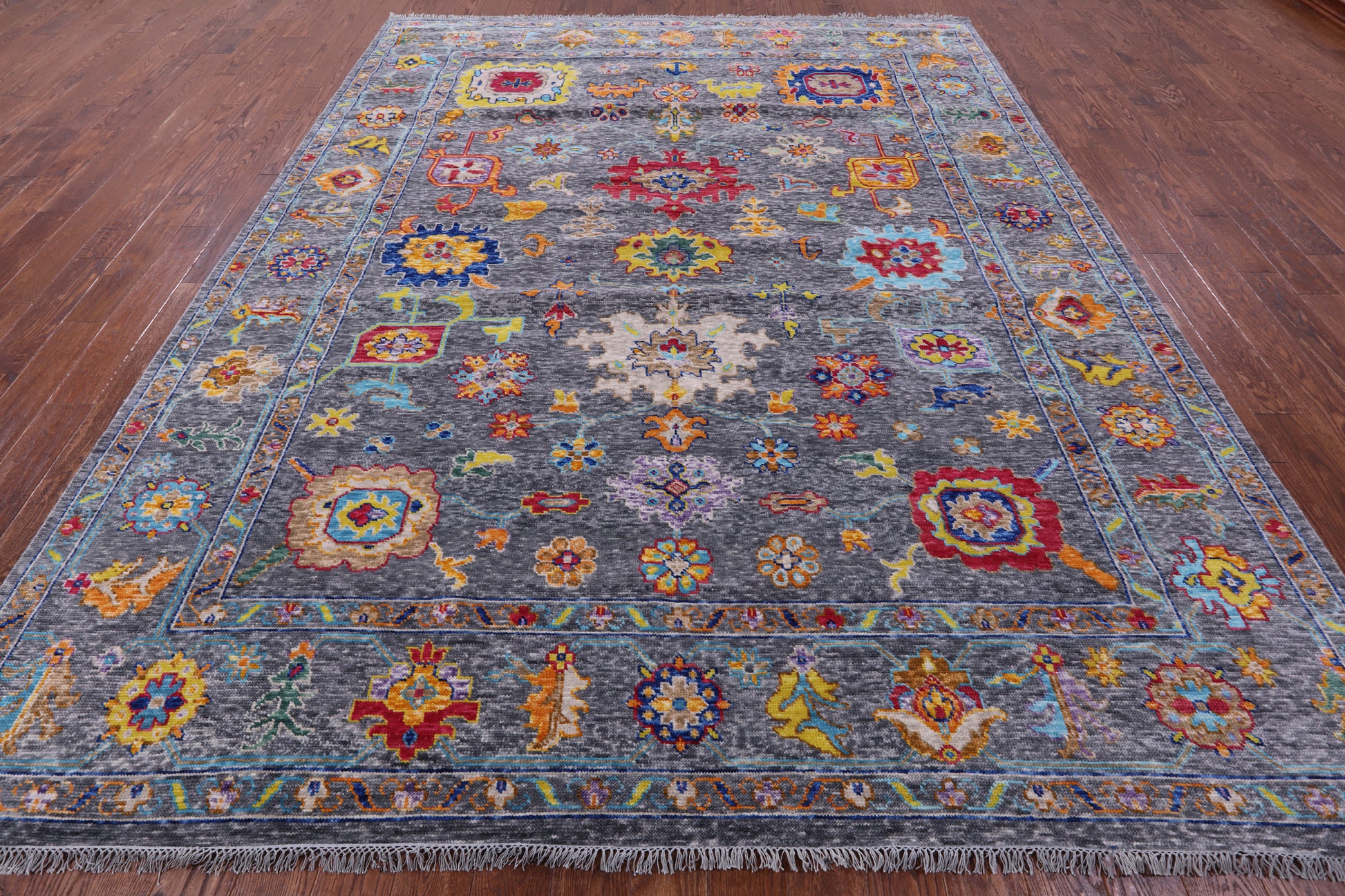 Grey Turkish Oushak Handmade Wool Rug - 9' 3" X 11' 10" - Golden Nile