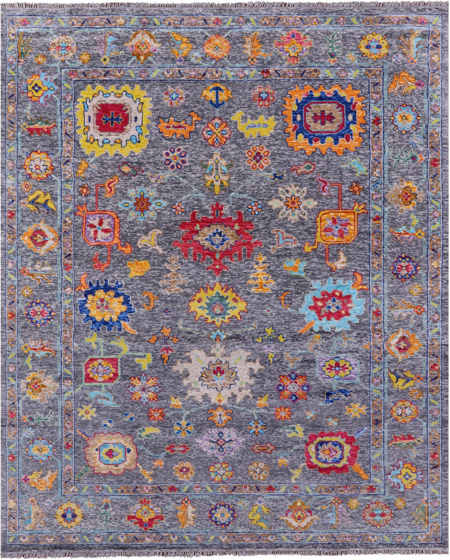 Grey Turkish Oushak Handmade Wool Rug - 9' 3" X 11' 10" - Golden Nile