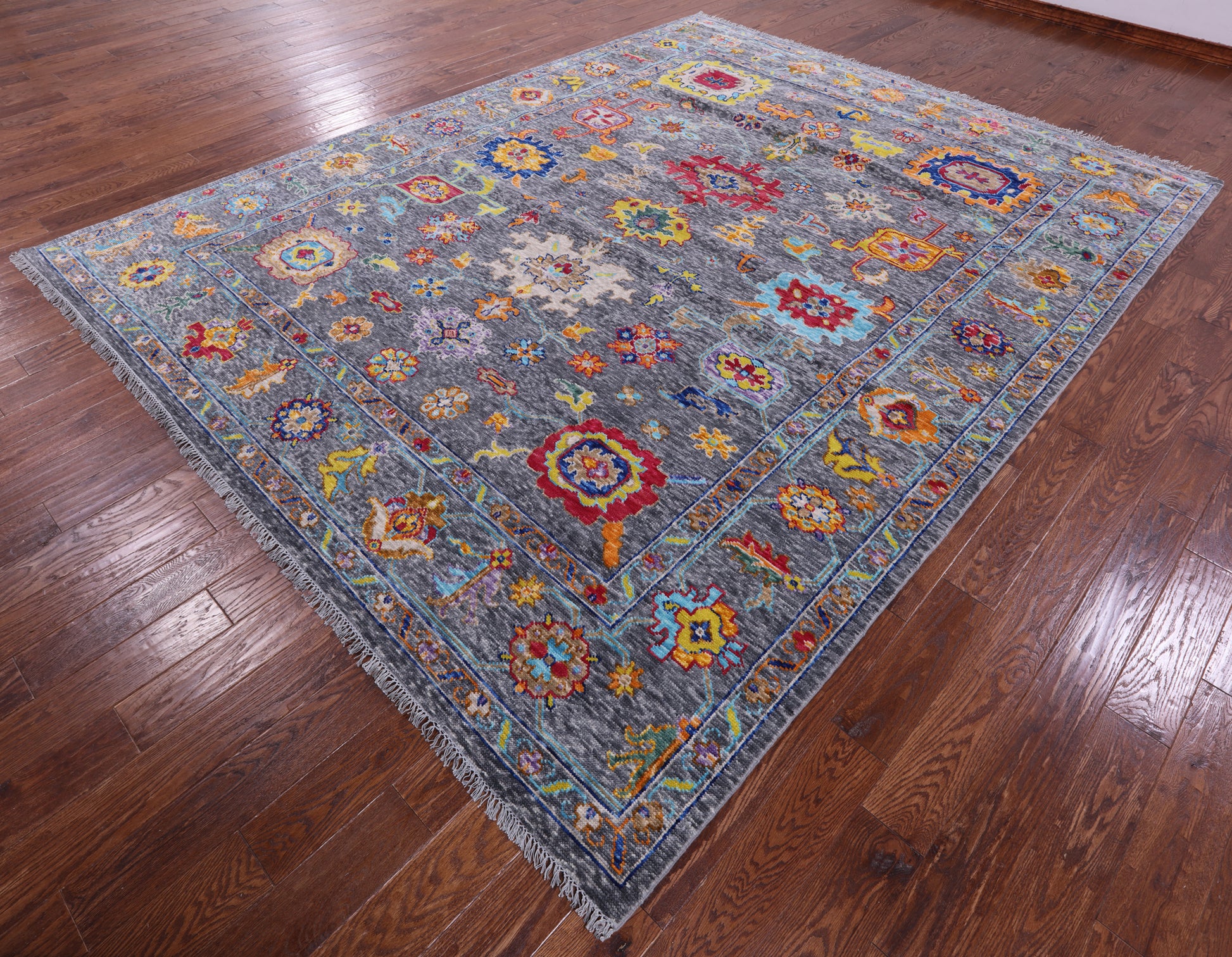 Grey Turkish Oushak Handmade Wool Rug - 9' 3" X 11' 10" - Golden Nile