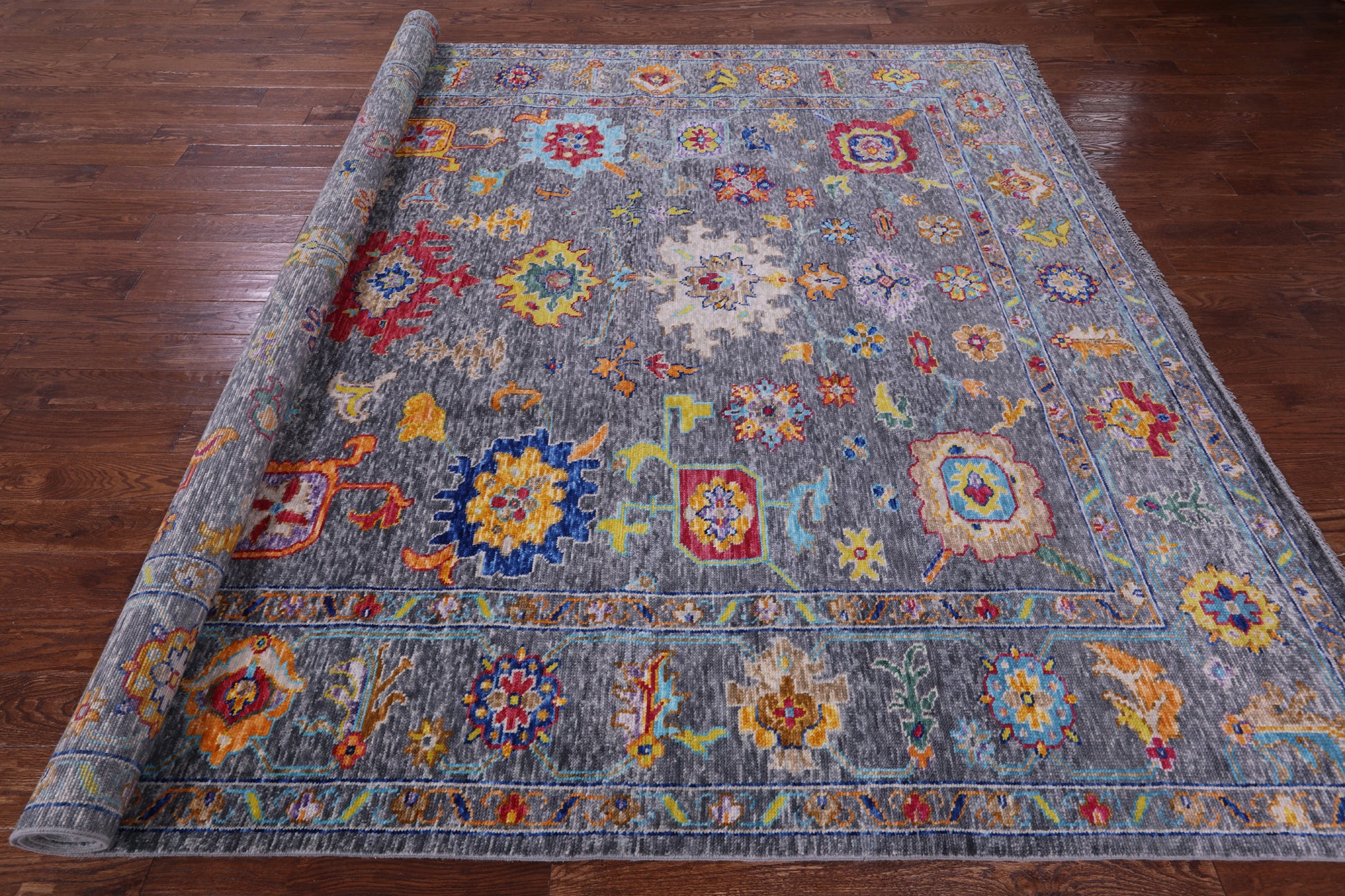Grey Turkish Oushak Handmade Wool Rug - 9' 3" X 11' 10" - Golden Nile