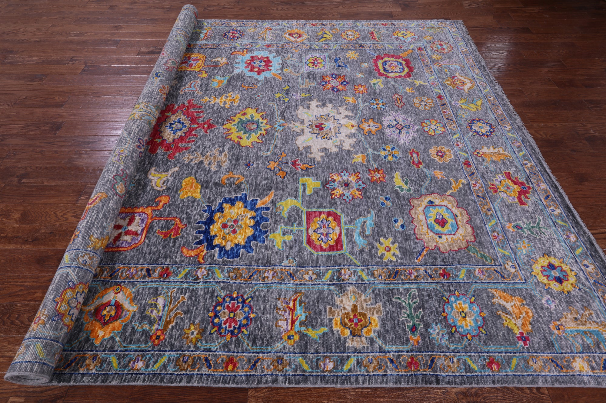 Grey Turkish Oushak Handmade Wool Rug - 9' 3" X 11' 10" - Golden Nile