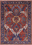 Red Persian Fine Serapi Hand Knotted Wool Rug - 6' 3" X 8' 10" - Golden Nile