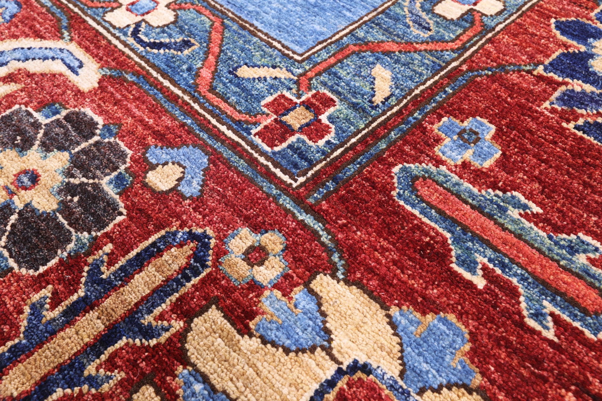 Blue Persian Fine Serapi Hand Knotted Wool Rug - 10' 3" X 13' 9" - Golden Nile