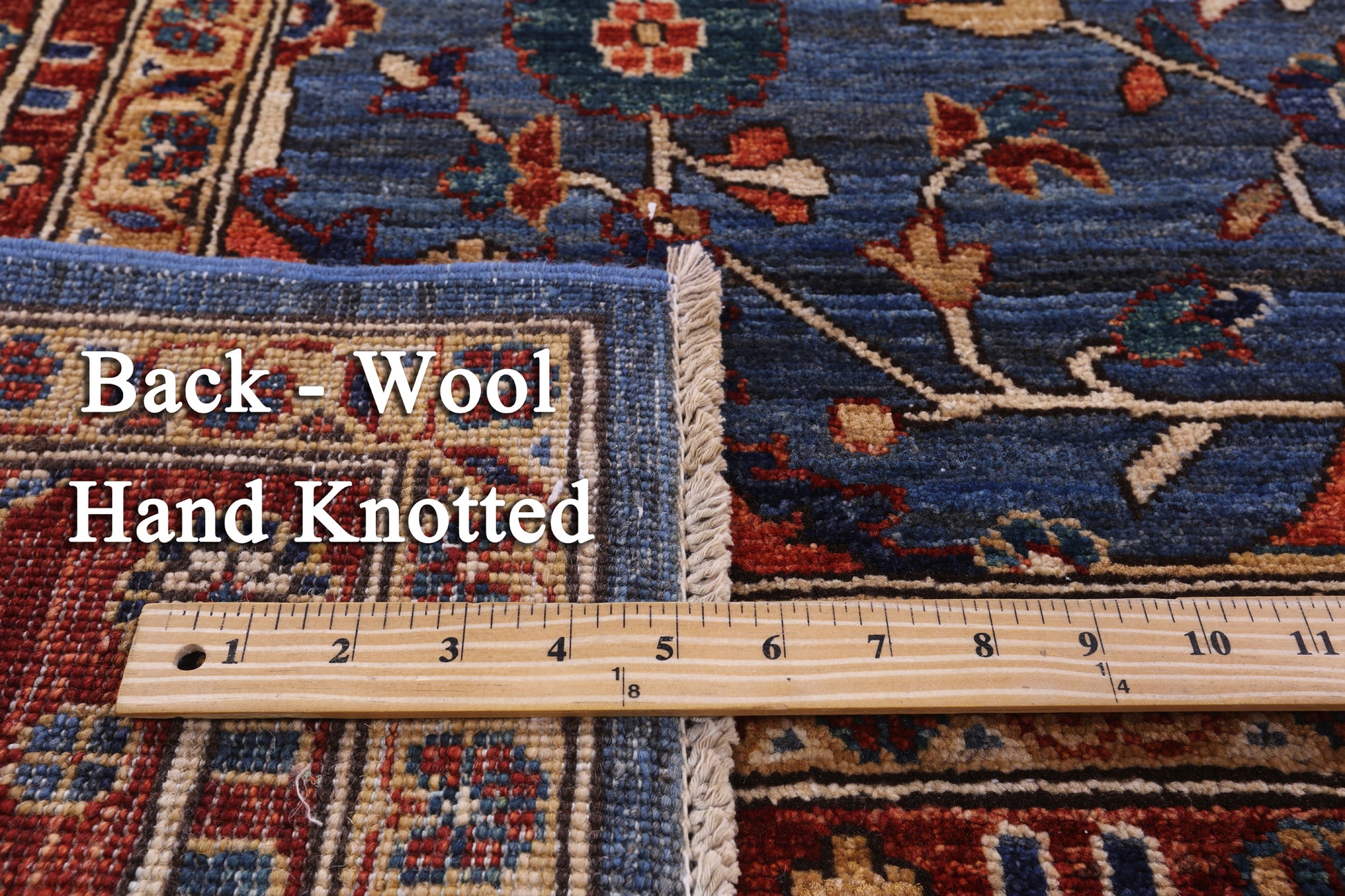 Blue Persian Fine Serapi Hand Knotted Wool Rug - 8' 0" X 10' 4" - Golden Nile