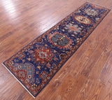 Blue Persian Fine Serapi Handmade Wool Runner Rug - 2' 8" X 10' 3" - Golden Nile