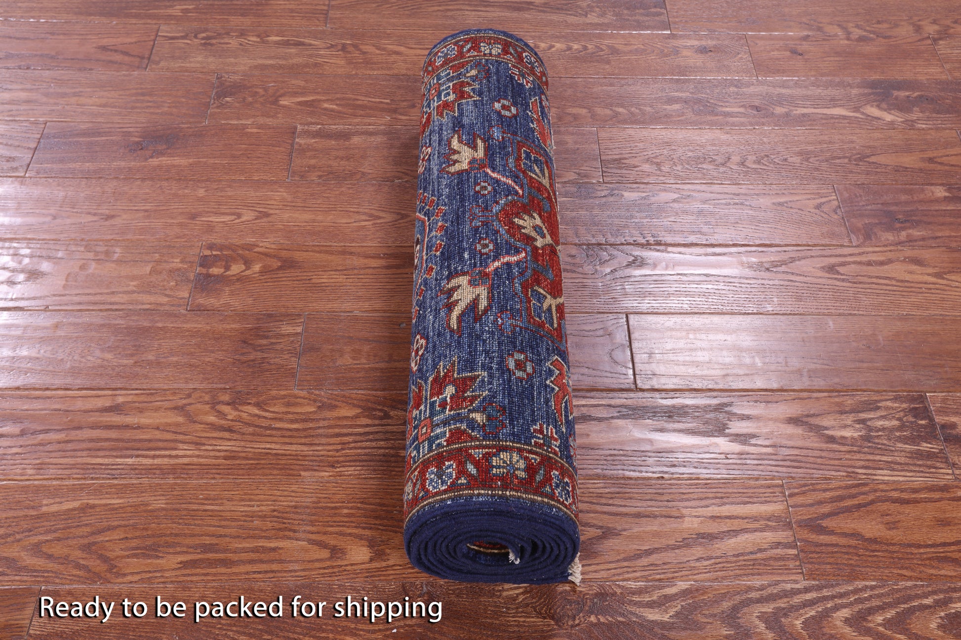 Blue Persian Fine Serapi Handmade Wool Runner Rug - 2' 8" X 10' 3" - Golden Nile