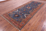 Blue Persian Fine Serapi Hand Knotted Wool Rug - 5' 3" X 12' 11" - Golden Nile