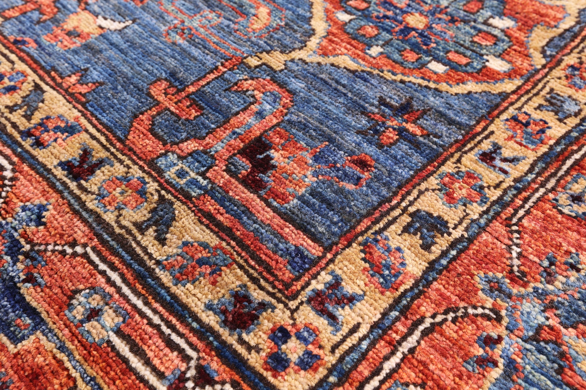 Blue Persian Fine Serapi Hand Knotted Wool Rug - 5' 3" X 12' 11" - Golden Nile