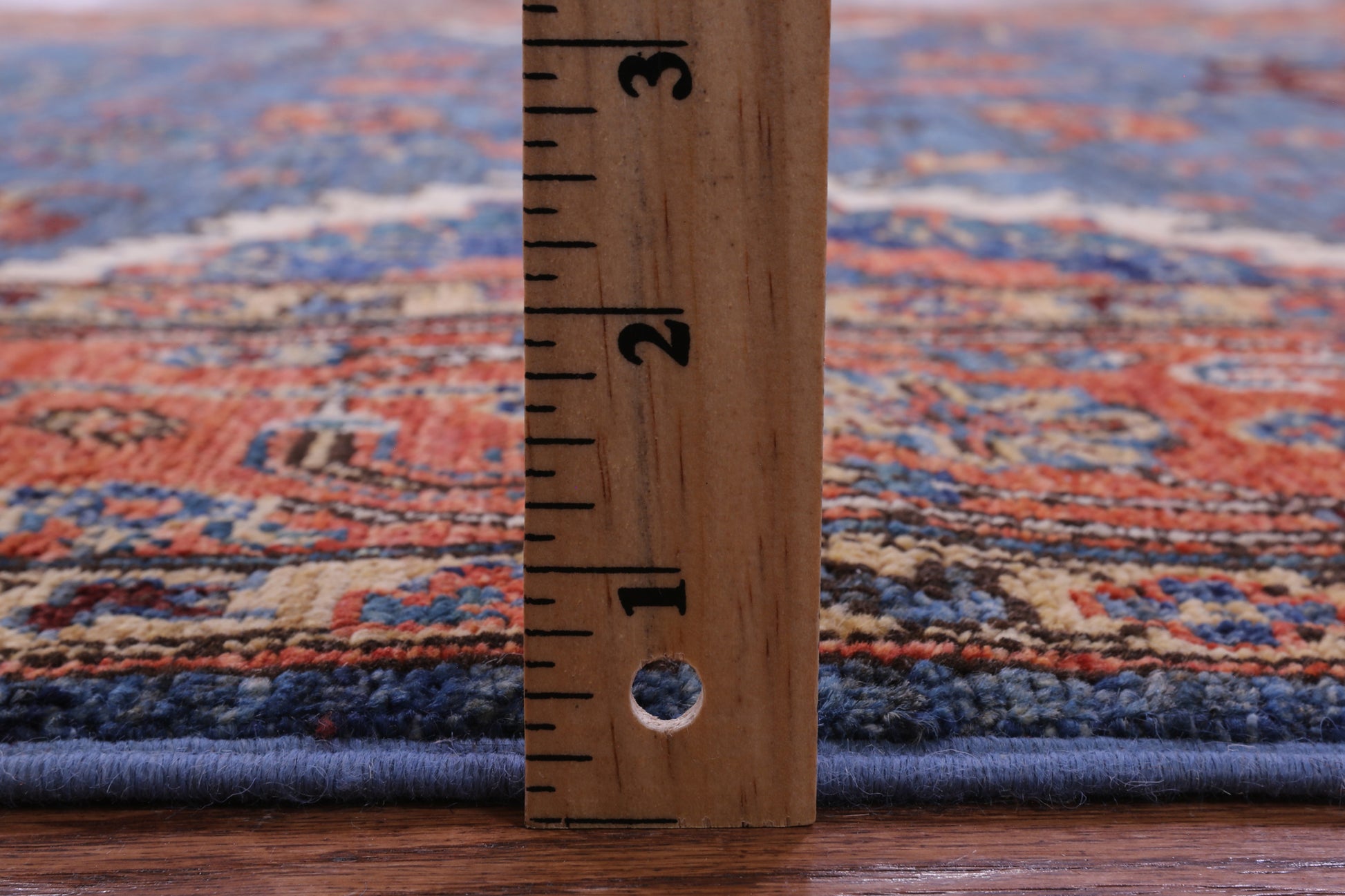 Blue Persian Fine Serapi Hand Knotted Wool Rug - 5' 3" X 12' 11" - Golden Nile