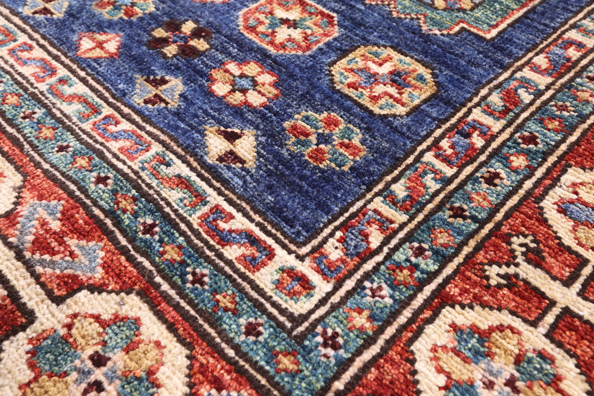 Blue Persian Fine Serapi Hand Knotted Wool Runner Rug - 4' 4" X 18' 5" - Golden Nile