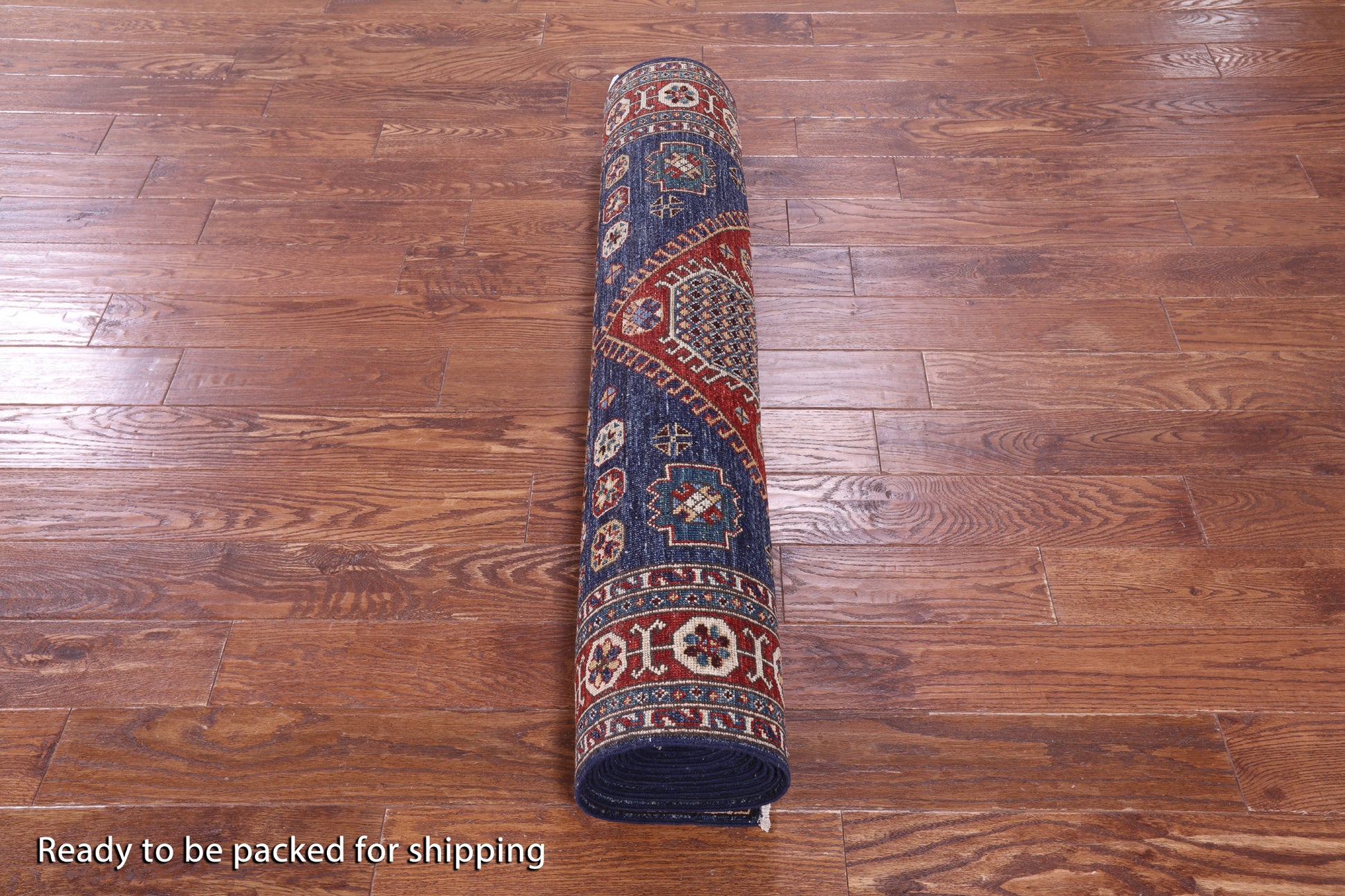 Blue Persian Fine Serapi Hand Knotted Wool Runner Rug - 4' 4" X 18' 5" - Golden Nile