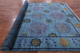 Blue William Morris Handmade Wool Area Rug - 9' 2" X 13' 0" - Golden Nile