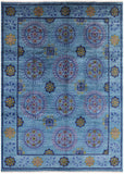 Blue William Morris Handmade Wool Area Rug - 9' 2" X 13' 0" - Golden Nile