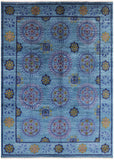 Blue William Morris Handmade Wool Area Rug - 9' 2" X 13' 0" - Golden Nile