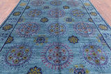 Blue William Morris Handmade Wool Area Rug - 9' 2" X 13' 0" - Golden Nile