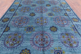 Blue William Morris Handmade Wool Area Rug - 9' 2" X 13' 0" - Golden Nile