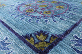 Blue William Morris Handmade Wool Area Rug - 9' 2" X 13' 0" - Golden Nile