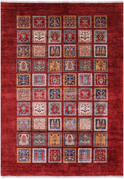 Red Garden Design Persian Hand Knotted Wool Rug - 5' 8" X 7' 10" - Golden Nile