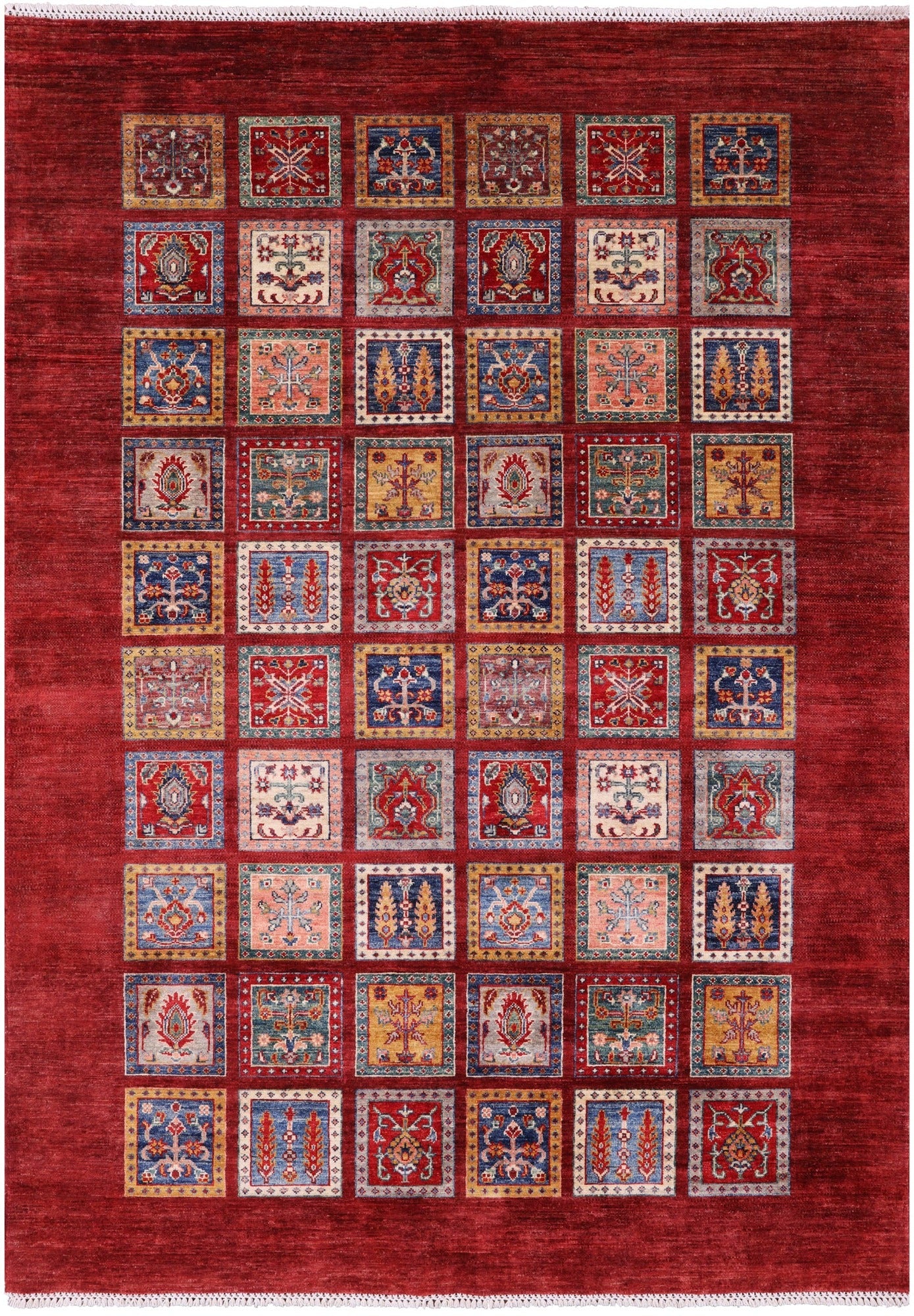 Red Garden Design Persian Hand Knotted Wool Rug - 5' 8" X 7' 10" - Golden Nile