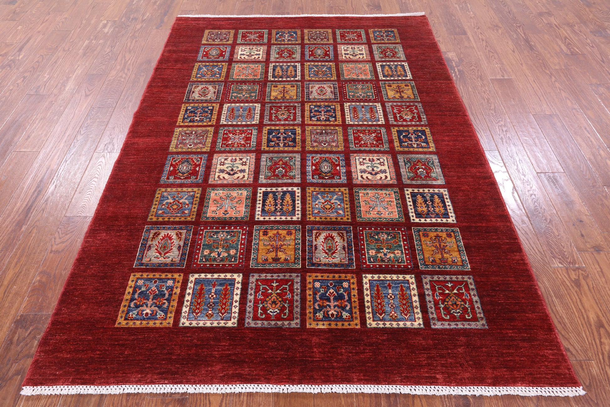 Red Garden Design Persian Hand Knotted Wool Rug - 5' 8" X 7' 10" - Golden Nile