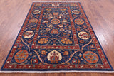 Blue William Morris Handmade Wool Rug - 5' 8" X 8' 2" - Golden Nile