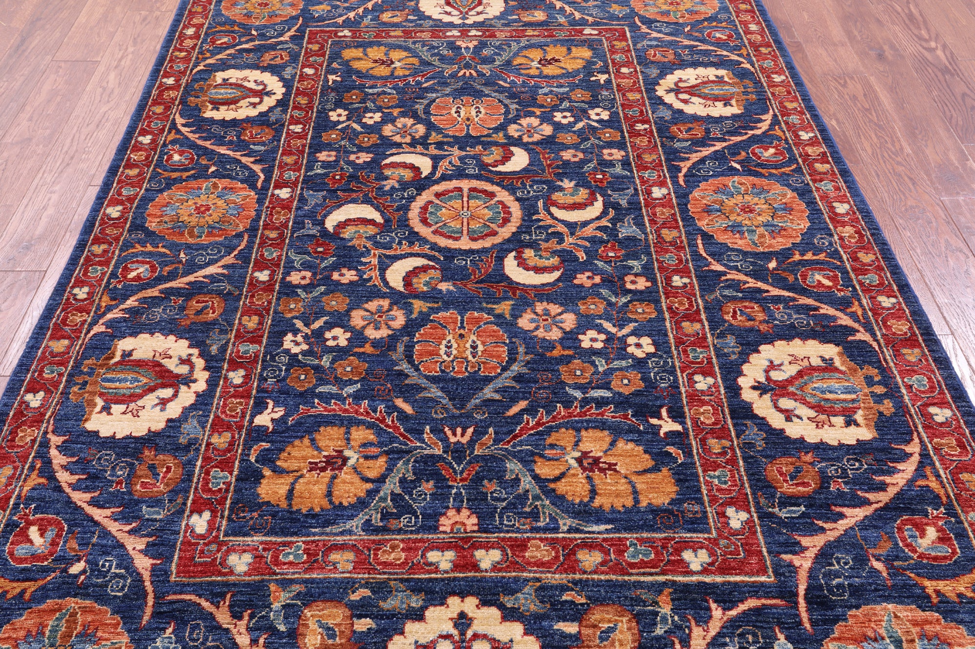 Blue William Morris Handmade Wool Rug - 5' 8" X 8' 2" - Golden Nile