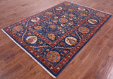 Blue William Morris Handmade Wool Rug - 5' 8" X 8' 2" - Golden Nile